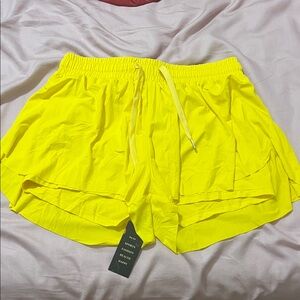 NWT Amazon Women's Athletic Shorts in Bright Yellow
